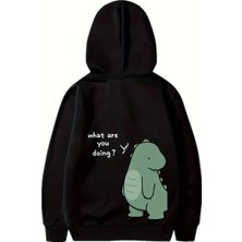 3 Sevgililer Günü Baskılı Oversize Kapüşonlu Sweatshirt Hoodie - Siyah
