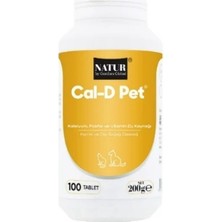 Natur Cal-D Pet 100 Tb (Kedi Köpek Kalsiyum Hapı, Vitamin D3, Fosfor, Yavru Kemik Gelişimi, Gebe/emziren Kedi Köpek Süt Kalsiyumu, Kırık Iyileşmesi & Diş Sağlığı Veteriner Tableti)