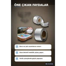Kare Desenli Gümüş Metalik 10CMX5M Yapışkan Bant 5li Paket Çatı Duvar Boru Onarım BX-313441