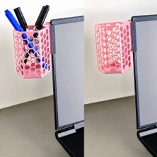 Brf Store Nerimu Monitor Kalemlik – 3D Baskı Petek Desenli Laptop Kenar Altıgen Kalemlik-Pembe