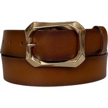 Brf Store Nerimu GODERI%100 Hakiki Deri Gold Tokalı Kırmızı Kadın Kot, Spor Kemer 4 Cm, An-Byn-08