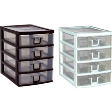 Brf Store Nerimu Microcase 4 Gözlü Plastik Çekmeceli Takı Bileklik Evrak Organizer - AL3186 (Beyaz)
