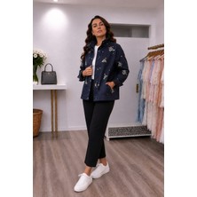 Mare Butik Lacivert Taş Işlemeli Ince Kot Ceket S