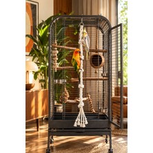 Vixpet Papağan Tırmanma Halatı 80 cm Çap 20 mm %100 Doğal Kafes Oyuncağı | Stres Ipi | Pamuk Halat | Sultan, Konur, Monk, Lori, Forpus