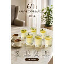 Porsima Berrak 13938 6'lı Çizgili Cam Kahve Yanı Su Bardak Seti – 200 ml Meşrubat & Ikram Bardağı