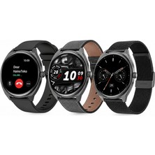 Schitec HainoTeko-16 Amoled Ekran Waterproof 3 Kordonlu Akıllı Saat Siyah Premium Set