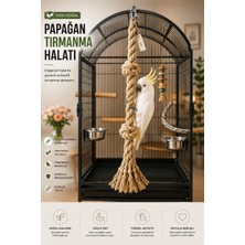 Vixpet Büyük Irk Papağan Tırmanma Halatı 110 cm Çap 33 mm %100 Doğal Kafes Oyuncağı | Stres Ipi | Jüt Halat | Macaw | Kakadu | Jako | Amazon | Eklektus