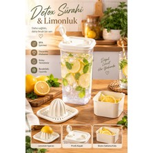 Porsima 1110 Sızdırmaz Kapaklı Detoks Sürahi - Matara & Limonluk, Şerbetlik, Suluk Şeffaf - Beyaz 2l