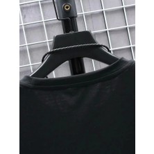 Mythrıva  Baskılı Oversize Bisiklet Yaka T-Shirt - Siyah
