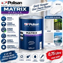 Polisan Matrıx Parlak Kurşunsuz Silinebilir Üstün Dayanım Sentetik Boya Beyaz 0.75 Litre Yeni Seri