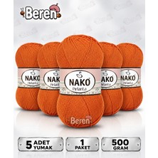 Nako Pırlanta - 93 Portakal - 5'li Paket - 100GR/225M - El Örgü Ipi - Amigurimi-Hırka- Kazak- Bandana-Bebek Ipi