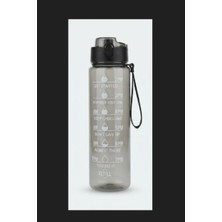 Elifim Avm Motivasyon Çizgili Su Matarası – Bpa Içermez Askılı Spor ve Okul Suluğu (Şeffaf Siyah) ⏱️🥤