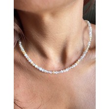 Aida Jewelss Gümüş Kilitli 4mm Sitrin Taşı Doğalt Taş Kolye