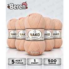 Nako Pırlanta - 10284 Kirli Yavruağzı - 5'li Paket - 100GR/225M - El Örgü Ipi - Amigurimi-Hırka- Kazak- Bandana-Bebek Ipi