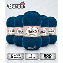 Nako Pırlanta - 10328 Petrol Mavi - 5'li Paket - 100GR/225M - El Örgü Ipi - Amigurimi-Hırka- Kazak- Bandana-Bebek Ipi