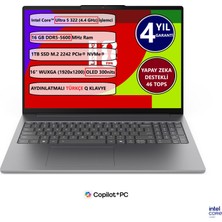 Lenovo Ideapad Slım 5 16IPH11 Intel Core™ Ultra 5 322 16GB 1 Tb SSD 16" OLED 83S6003TTR Freedost Taşınabilir Bilgisayar