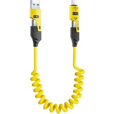 Brf Store Shopandenjoy 4'ü 1 Arada Çok Fonksiyonlu USB Şarj Kablosu, Hızlı Şarj, Spiral Tasarım, Lightning/typ