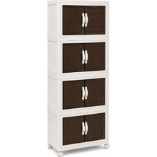 Brf Store Shopandenjoy 4 Katlı Modüler Tekerlekli Depolama Dolabı, Mıknatıslı Kapaklı Organizer, Dar Alan Sakl