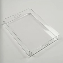 Mazeron Reklam Şeffaf Pleksi Tepsi 35X25 cm Servis Sunum Tepsisi