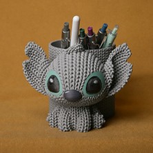 Brf Store Shopandenjoy Knitted Kalemlik – 3D Baskı Sevimli Karakterli Masaüstü Kalem Organizeri-Gri