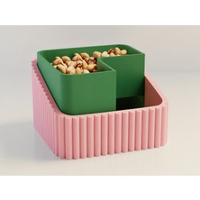 Brf Store Shopandenjoy Fıstık Kasesi – 3D Baskı Çift Hazneli Kabuk Ayırıcı Sunum Kasesi - Pembe Yeşil