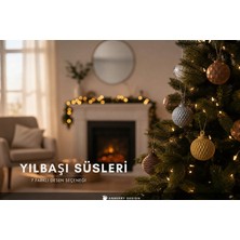 3Dlab Three-Dimensional Systems Desenli Yılbaşı Çam Ağacı Süs Topları 7'li Set - Gold Gümüş Bronz Karma Ipli Ağaç Süsleri