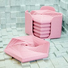 Brf Store Shopandenjoy Super Fidget Coaster Seti – 3D Baskı Altıgen Desenli Bardak Altlığı ve Tutucu-Pembe