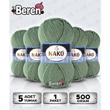 Nako Sport Wool - 1631 Çağla Yeşil - 5'li Paket - 100GR/120M - Hırka-Kazak-Atkı-Bere-Patik-Yelek, El Örgü Ipi