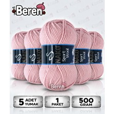 Nako Sport Wool - 10639 Pudra - 5'li Paket - 100GR/120M - Hırka-Kazak-Atkı-Bere-Patik-Yelek, El Örgü Ipi