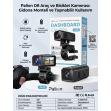 Azurtech D8 Araç ve Bisiklet Motorsiklet Kamerası 720P Hd 140° Geniş Açı Ipx5 Su Geçirmez