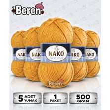 Nako Sport Wool - 10129 Hardal - 5'li Paket - 100GR/120M - Hırka-Kazak-Atkı-Bere-Patik-Yelek, El Örgü Ipi
