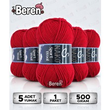 Nako Sport Wool - 3641 Karmen Kırmızı - 5'li Paket - 100GR/120M - Hırka-Kazak-Atkı-Bere-Patik-Yelek, El Örgü Ipi