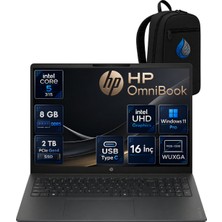 Hp Omnibook Intel Core 5 315 8 GB Ddr5 2 Tb SSD 16'' Wuxga IPS Windows 11 Pro Dizüstü Bilgisayar DX9T1EARNP03