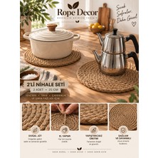 Rope Decor 2'li Doğal Jüt Nihale Seti 25 cm El Yapımı Tencere Tava Çaydanlık Servis Altlığı