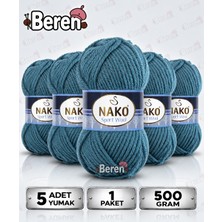 Nako Sport Wool - 185 Fırtına Mavi - 5'li Paket - 100GR/120M - Hırka-Kazak-Atkı-Bere-Patik-Yelek, El Örgü Ipi