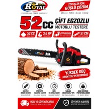 Öm-ka Royal 52 cc - Çift Egzozlu Motorlu Testere  - 51 cm Kılavuz - 3,6 Hp Benzinli Ağaç Kesme Makinesi