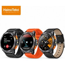 HainoTeko GPS-1 Akıllı Saat AMOLED GPS Konum Takibi Bluetooth Arama Fener 3 Kordon Set Siyah Kasa
