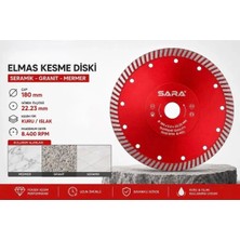 Sara S518 Hassas Mermer Seramik Granit Kesme Diski 180 mm Çapaksız Turbo Disk
