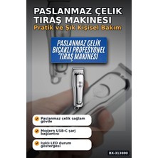 Marsilyan™- Paslanmaz Çelik 3 Taraklı Kablosuz Saç Sakal Düzeltici Tıraş Makinesi Seti BX-313690