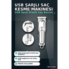 Marsilyan™- 3 Ayarlı Kılavuz Taraklı 120 Dakika Çalışan USB Şarjlı Saç Kesme Makinesi BX-313683