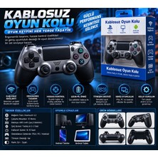 Azurtech Kablosuz Oyun Kolu Ps4 Pc Android Bluetooth 4.2 Titreşimli Şarj Edilebilir Gamepad