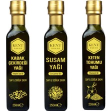 Kent Bahçesi Kabak Çekirdeği + Susam + Keten Tohumu Yağı 250 ML %100 Saf ve Doğal