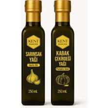Kent Bahçesi Sarımsak Yağı + Kabak Çekirdeği Yağı250 ML Soğuk Sıkım %100 Saf Doğal Cold Press