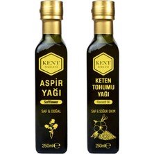 Kent Bahçesi Aspir Yağı + Keten Tohumu Yağı 250 ML Soğuk Sıkım %100 Saf Doğal Cold Press