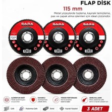 Sara S591 Avuç Içi Taşlama Flap Disk Zımpara 115 mm 60 Kum Alüminyum Oksit Flap (3 Adet)