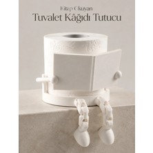 Eb Studio Kitap Okuyan Figürlü Tuvalet Kağıdı Tutucu Tuvalet Kağıtlığı – Eklemli Bacaklı Beyaz Dekoratif Banyo Aksesuarı