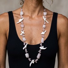 THEIA GemWorks Charis - Pembe Kuvars, Barok Inci ve Hematit Detaylı El Yapımı Kolye