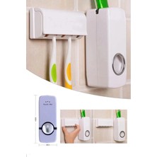 5'li Diş Fırçalık ve Otomatik Macun Sıkacağı Duvar Askılı Beyaz Pratik Banyo Seti