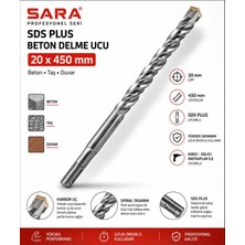 Sara S747 Sds Plus Küçük Hiltilere Uyumlu Beton Kaya Duvar Taş Delme 20X450 mm Sds Plus Hilti Matkap Ucu