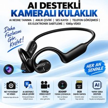 Azurtech     Aı Kameralı Bluetooth Kulaklık 8mp Video Kayıt Anlık Çeviri Akıllı Kulaklık